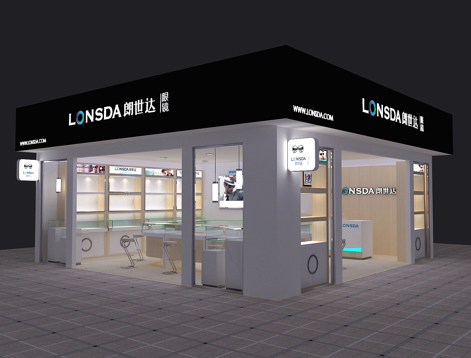 上海眼鏡店門面裝修設(shè)計(jì)圖(圖1)
